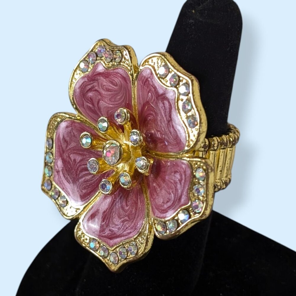 (2/$20) Pink Enamel Swirl Stretch Costume Ring